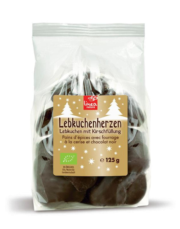 Produktfoto zu Zartbitter Lebkuchenherzen, Kirsche