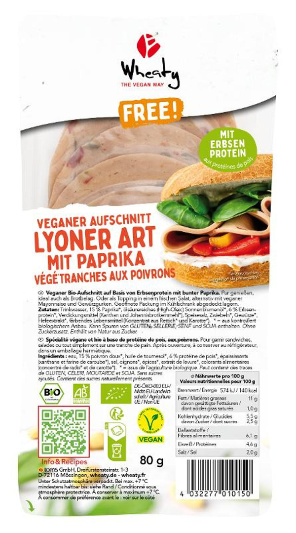 Produktfoto zu Veganer Aufschnitt Lyoner Art mit Paprika