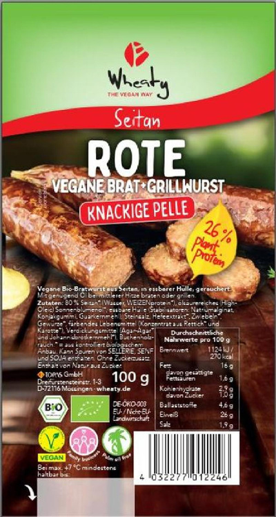 Photo de produit pour saucisse à rôtir rouge végétalienne