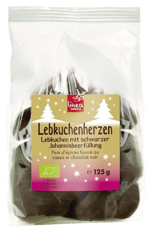 Produktfoto zu Zartbitter Lebkuchenherzen, Johannisbeere